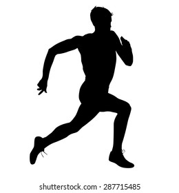 Silhouettes Runners on sprint, men. vector illustration.