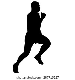 Silhouettes Runners on sprint, men. vector illustration.