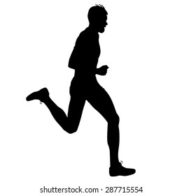 Silhouettes Runners on sprint, men. vector illustration.