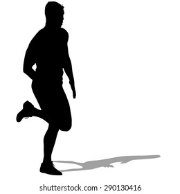 Silhouettes Runners on sprint, men. vector illustration.