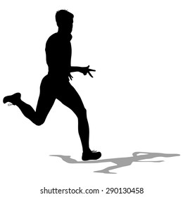 Silhouettes Runners on sprint, men. vector illustration.