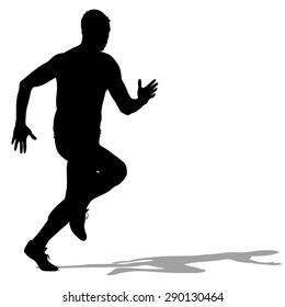 Silhouettes Runners on sprint, men. vector illustration.