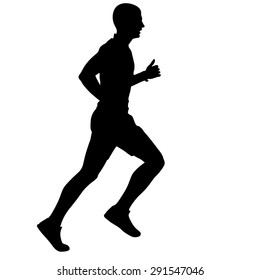 Silhouettes Runners on sprint, men. vector illustration.