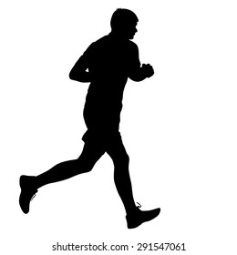 Silhouettes Runners on sprint, men. vector illustration.