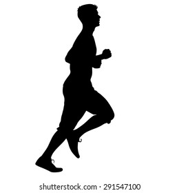 Silhouettes Runners on sprint, men. vector illustration.