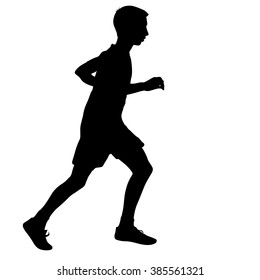 Silhouettes Runners on sprint, men. vector illustration.