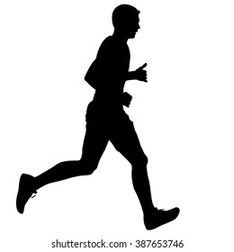 Silhouettes Runners on sprint, men. vector illustration.