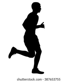 Silhouettes Runners on sprint, men. vector illustration.