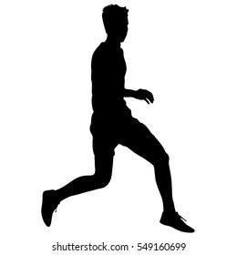 Silhouettes. Runners on sprint men vector illustration