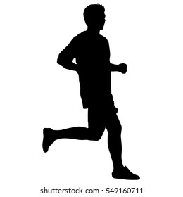 Silhouettes. Runners on sprint men vector illustration