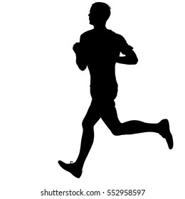 Silhouettes Runners on sprint men. vector illustration.