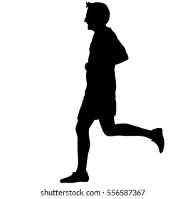 Silhouettes. Runners on sprint men vector illustration.