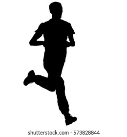 Silhouettes. Runners on sprint men vector illustration.