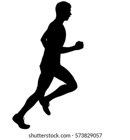 Silhouettes. Runners on sprint men vector illustration.