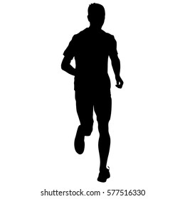 Silhouettes. Runners on sprint men vector illustration.