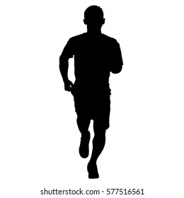 Silhouettes. Runners on sprint men vector illustration.