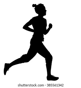 Silhouettes Runners on sprint, women. vector illustration.