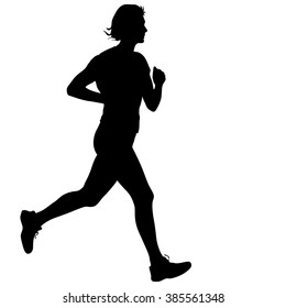 Silhouettes Runners on sprint, women. vector illustration.
