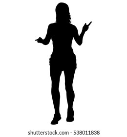 Silhouettes. Runners on sprint women vector illustration