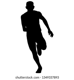 Silhouettes Runners sprint men on white background