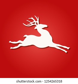 silhouettes of running deer. Christmas deer. Leaping deer Santa.