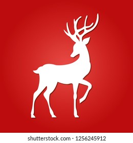 silhouettes of running deer. Christmas deer. Leaping deer Santa.