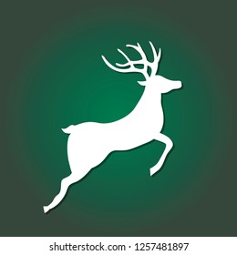 silhouettes of running deer. Christmas deer. Leaping deer Santa.