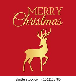 silhouettes of running deer. Christmas deer. Leaping deer Santa.