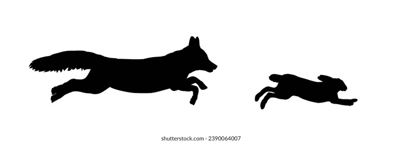 The silhouettes running fox and hare.
