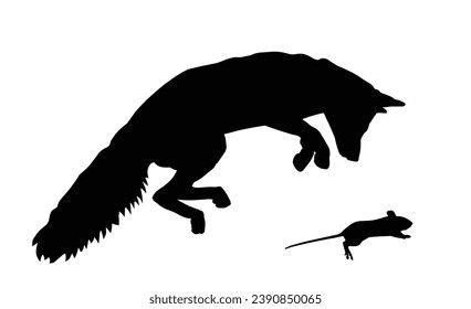 The silhouettes running fox and mouse.
