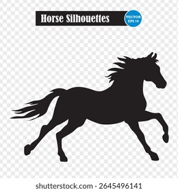  Silhouettes of a running horse. Horse icon vector illustration. Eps 10