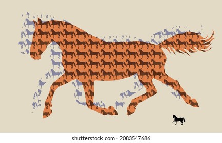 silhouettes of running horses isolated 