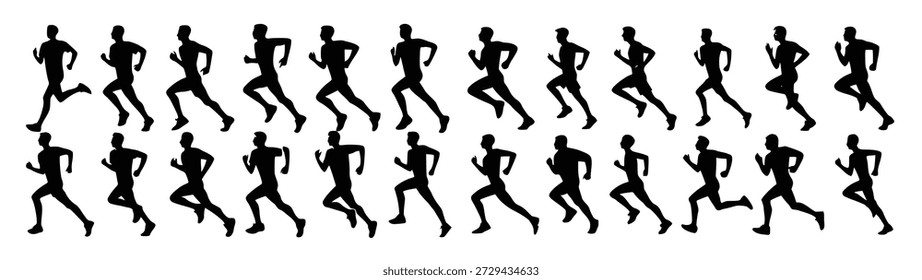 Siluetas de hombre corriendo posa