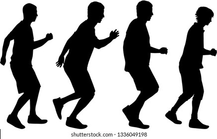 Silhouettes of running men.