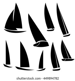 Silhouettes of sailboats and