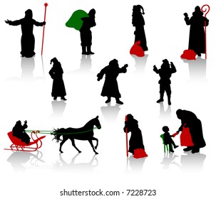 Silhouettes of santa claus.