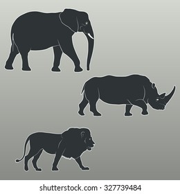 Silhouettes of savannah animals (vector)