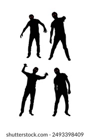 Silhouettes of Scary Zombies with Shining Eyes. National seasonal holiday concept vector