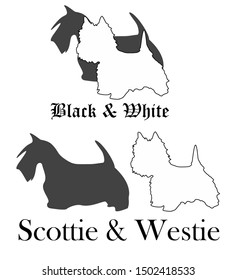 Silhouettes of Scottish and West Highland White Terriers pattern