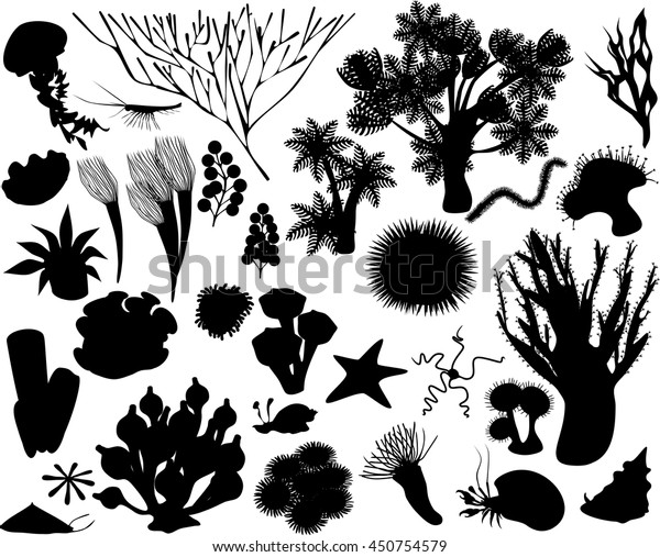 Silhouettes Sea Animal Stock Vector (Royalty Free) 450754579