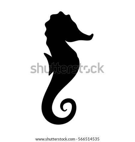 Silhouettes of seahorse, sea animals isolated black and white vector illustration minimal style Stock photo © 