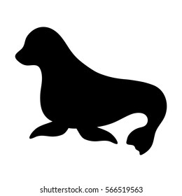 Silhouettes of seal, sea animals isolated black and white vector illustration minimal style