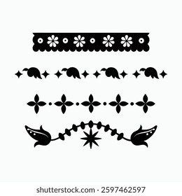 silhouettes set of Floral Border Greenery, ornament vector art illustrations.