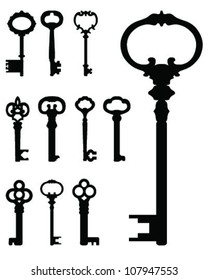 Silhouettes set of keys 2-vector