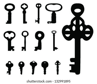 Silhouettes set of keys 4-vector