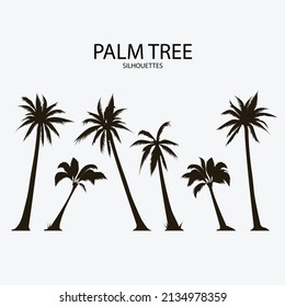 Silhouettes set palm tree vector