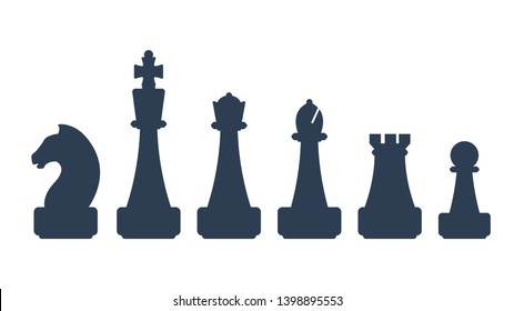 Silhouettes of a set of standard chess pieces ,Vector Illustration