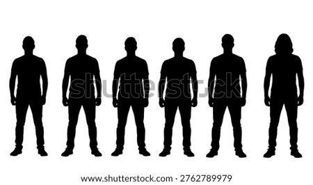 Silhouettes of several people standing