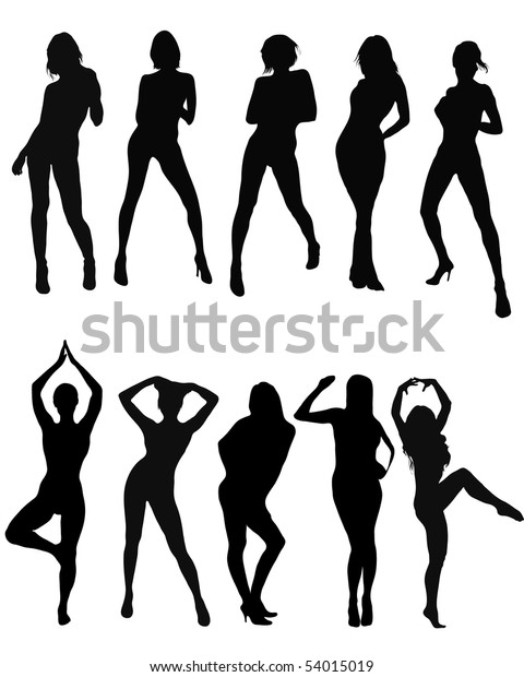 Silhouettes Sexy Girls Vector Illustration Stock Vector Royalty Free