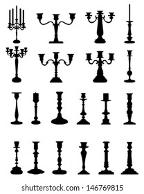 Silhouettes and shadows of candlesticks 2-vector collection